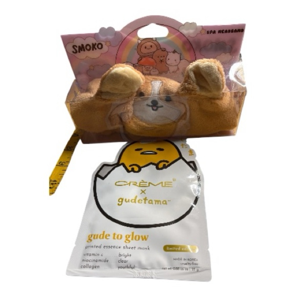 Smoko Corgi Spa Headband + Gudetama Face Mask Set
